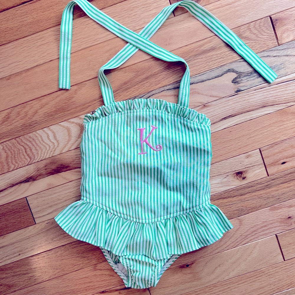 Kelly’s Kids toddler bathing suit, Monogrammed K